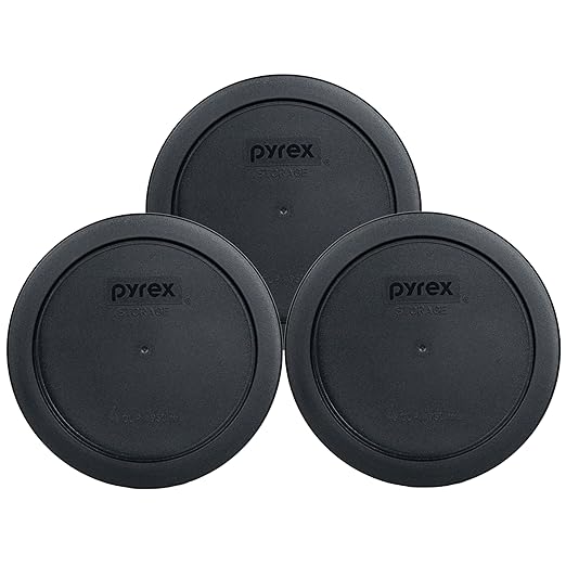 Pyrex 7201-PC 4 Cup Round Storage Cover for Glass Bowls (3, Black)