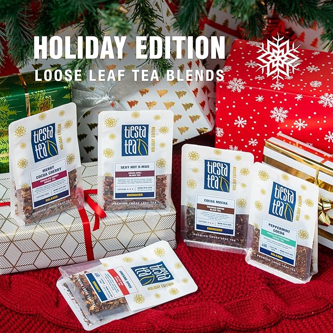 Tiesta Tea - Santa's Bag Tea Gift Set, High to Non Caffeinated Variety Pack, Make Hot & Iced, Assorted Blends with Black, Rooibos, and Herbal, 5 Individual Resealable Pouches