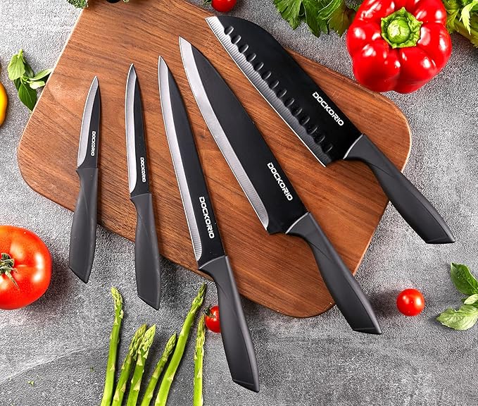 Kitchen Knife Set with Block, 19 PCS High Carbon Stainless Steel Sharp includes Serrated Steak Knives Set, Chef Knives, Bread Knife, Scissor, Sharpener, all in one