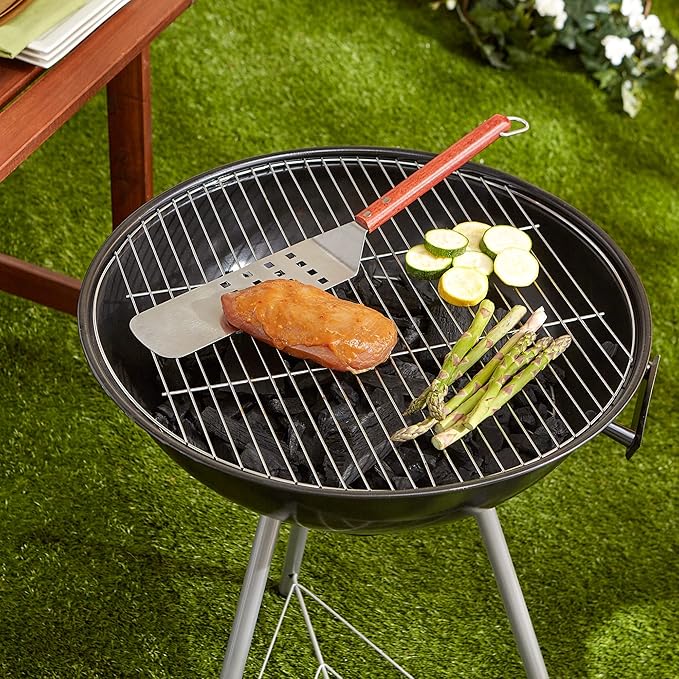 RSVP International Endurance (BQ-FLP) BBQ Long Spatula Flipper, 16.25" | Flip Burgers & Other Food w/ Long Handle that Keeps Hands Safe from Fire | Made from Stainless Steel & Rosewood