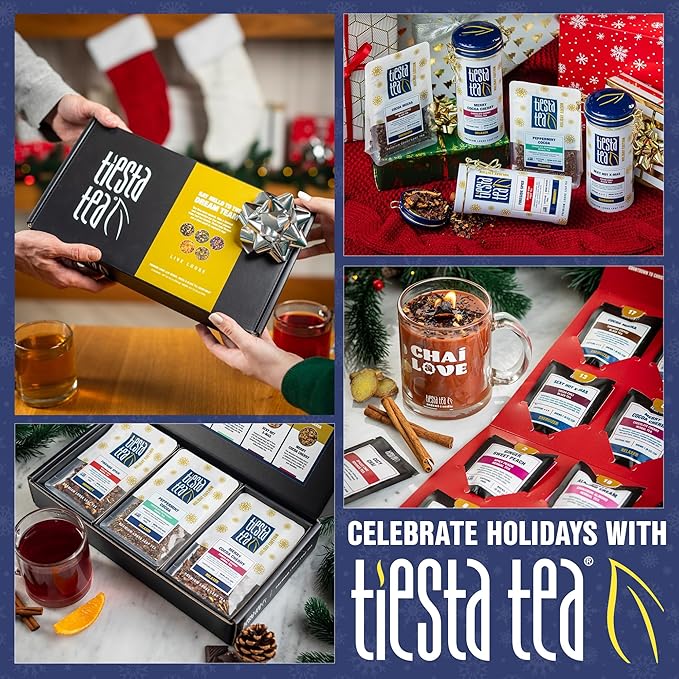 Tiesta Tea - Tiesta's Top Loose Leaf Tea Gift Box, High to Non-Caffeinated Variety Pack, Make Hot & Iced Brews, 5 Pouches of Assorted Blends with Green, Herbal, Black & Fruit Bags