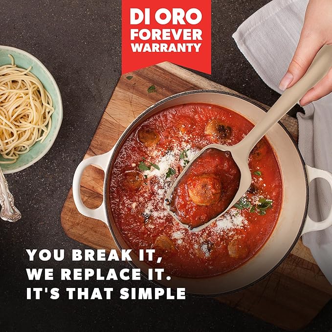 DI ORO Silicone Spoon Spatula - 600°F Heat-Resistant Large Silicone Spoonula Scraper - BPA Free Nonstick Cookware Safe Rubber Kitchen Utensil for Baking, Cooking, & Mixing - Dishwasher Safe (Clay)