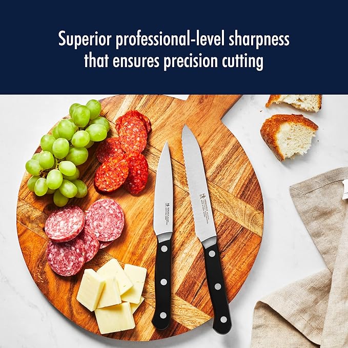 HENCKELS Solution Razor-Sharp 4-inch Compact Chef Knife, German Engineered Informed by 100+ Years of Mastery, Black/Stainless Steel