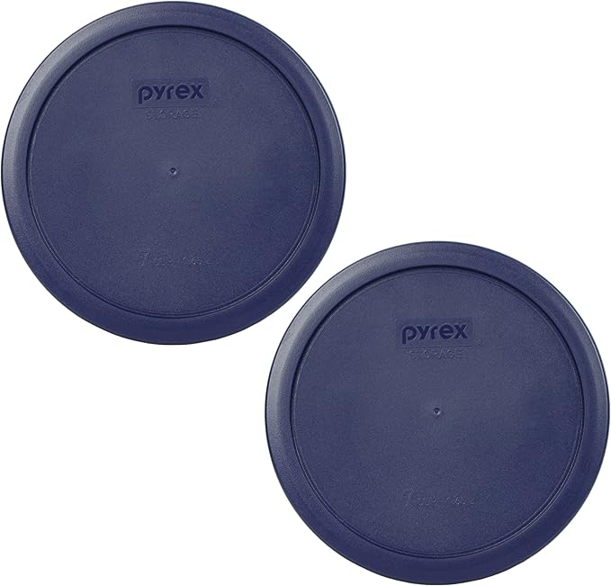 Pyrex - 7402-pc - Dark Blue Plastic Cover fits 6 & 7 cup Round Dishes - 2 Pack - Original Genuine Pyrex - Made in the USA