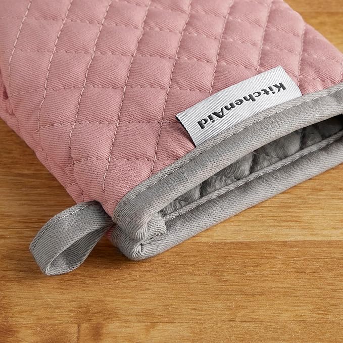 KitchenAid Asteroid Mini Oven Mitt Set, 5.5"x8", Dried Rose, 2 Piece