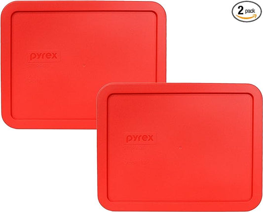 Pyrex 7211-PC 6-Cup Red Food Storage Replacement Lid (2-Pack) - Made in USA
