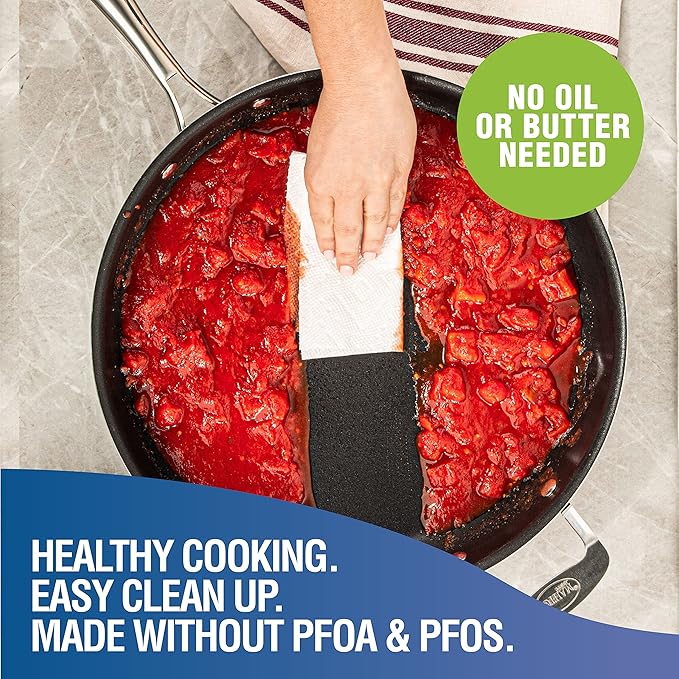 Granitestone 14 Inch Pan for Cooking, Family Sized Large Non Stick Frying Pans Skillet for Eggs, Omelette, with Helper Handle, PFOA PFOS Free Oven & Dishwasher Safe - LID NOT INCLUDED