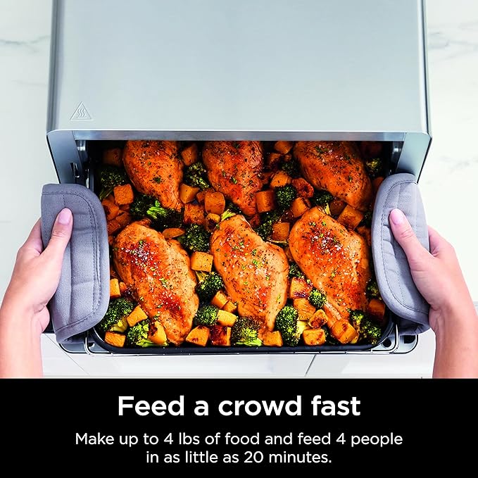 Ninja Flip Toaster Oven & Air Fryer, 8-in-1 Functionality, Flip Up for Storage Space, Large Capacity, Air Fry Basket, Wire Rack, Sheet Pan, Removable Crumb Tray, Stainless, 1800 Watts, SP151 (Renewed)