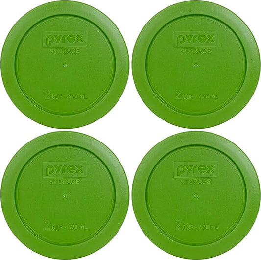 Pyrex 7200-PC 2-Cup Lawn Green Food Storage Replacement Lid (4-Pack) - Made in USA