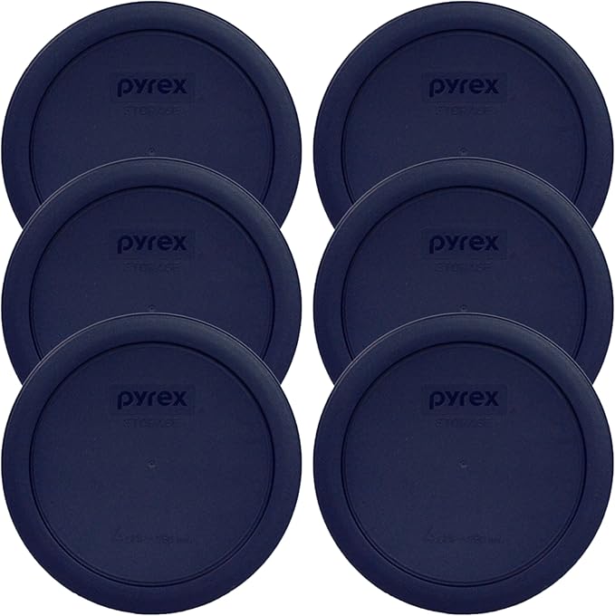 Pyrex Blue 4 Cup Round Plastic Cover - 6-Pack Made in the USA