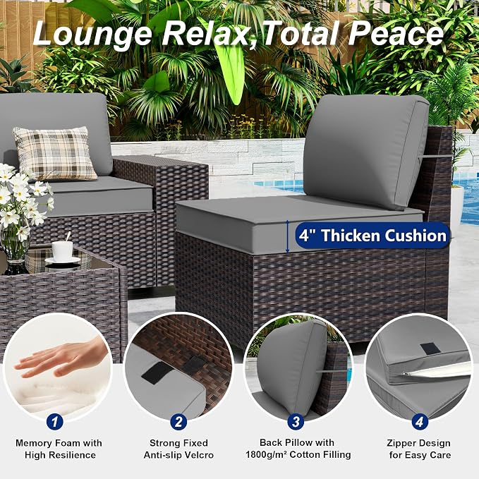 Outdoor Patio Furniture Set, 12 Pieces Outdoor Sectional Furniture High - Image 4