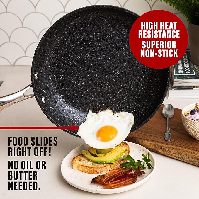 Granitestone 10" Non-Stick Frying Pan with Mineral/Diamond Coating for Long long-lasting nonstick Frying, Skillet for Cooking with Stay Cool Handles, Oven/Dishwasher Safe, Non-Toxic