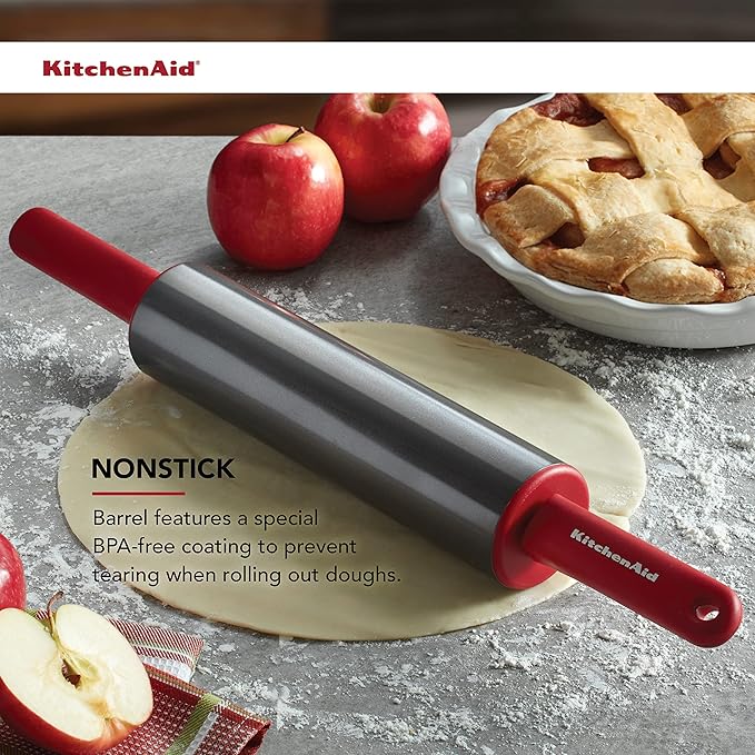 KitchenAid Gourmet Rolling Pin, 2.5 x 2.5 x 22 Inch, Red