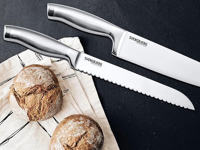 Kitchen Knives Set with Block, Sharp Stainless Steel Chefs, Bread, Paring, Slicing, Utility Knives | SB-MB101-KS101