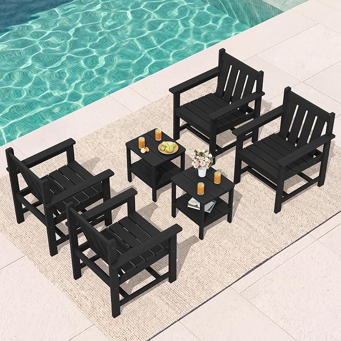 SEWRWALL Patio Furniture Set, HDPE Material All Weather Use Adirondack Chair Set - Image 4