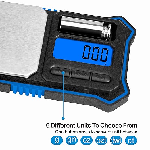 Fuzion Digital Pocket Scale, 200g x 0.01g Jewelry Gram Scale, 6 Units Conversion, LCD Back-Lit Display, Use for Jewelry/Medicine/Food/Powder/Coins(Battery Included)
