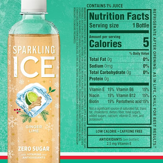 Sparkling Ice, Winter Variety Pack, Flavored Sparkling Water, Zero Sugar, with Vitamins and Antioxidants, 17 fl oz, 12 count (Cranberry Frost, Winter Punch, Apple Cider and Ginger Lime)