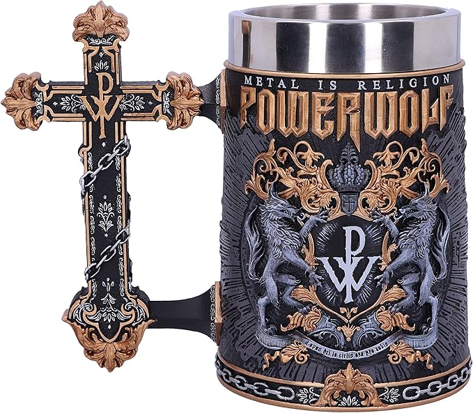 Nemesis Now Officially Licensed Powerwolf Metal is Religion Rock Band Tankard, Black