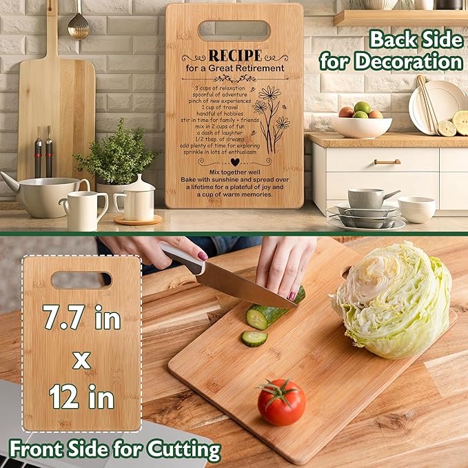 Retirement Gifts for Women 2025, Retired Cutting Board Gifts, Coworker Leaving Gifts for Women, Going Away Gifts for Coworker Boss Lady Leader Colleague Friends-Recipe for a Great Retirement