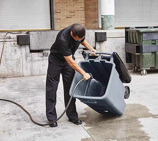 Rubbermaid Commercial Products BRUTE Rollout Heavy-Duty Wheeled Trash/Garbage Can, 32-Gallon, Blue, for Restaurants/Hospitals/Offices/Warehouses/Garage, Pack of 2