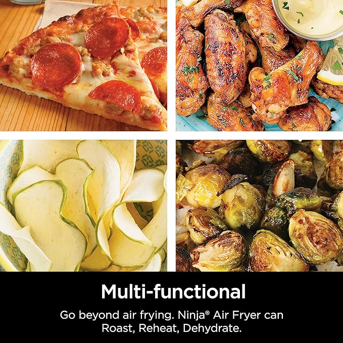 Ninja | Air Fryer | 4 QT Capacity | 4-in1 Roast, Crisp, Roast, Reheats, & Dehydrates | Dishwasher Safe Parts | Includes 20 Easy & Healthy Recipes | Compact | Grey | AF101