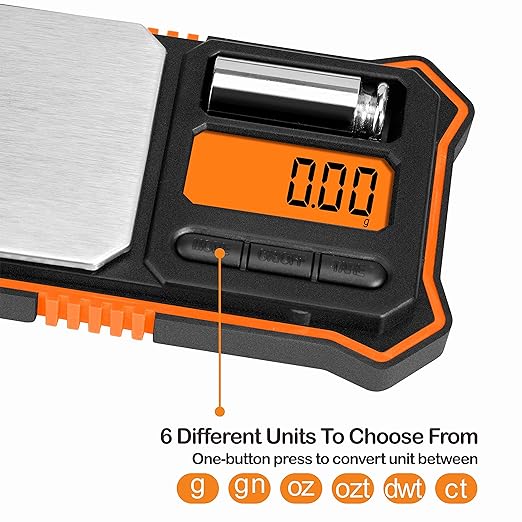 Fuzion Digital Pocket Scale, 200g x 0.01g Jewelry Gram Scale, 6 Units Conversion, LCD Back-Lit Display, Use for Jewelry/Medicine/Food/Powder/Herb(Battery Included)