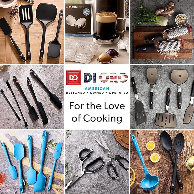 DI ORO Silicone Spatula Set - Rubber Kitchen Spatulas for Baking, Cooking, & Mixing - 600°F Heat-Resistant & BPA Free Silicone Scraper Spatulas for Nonstick Cookware - Dishwasher Safe (4pc, Blue)