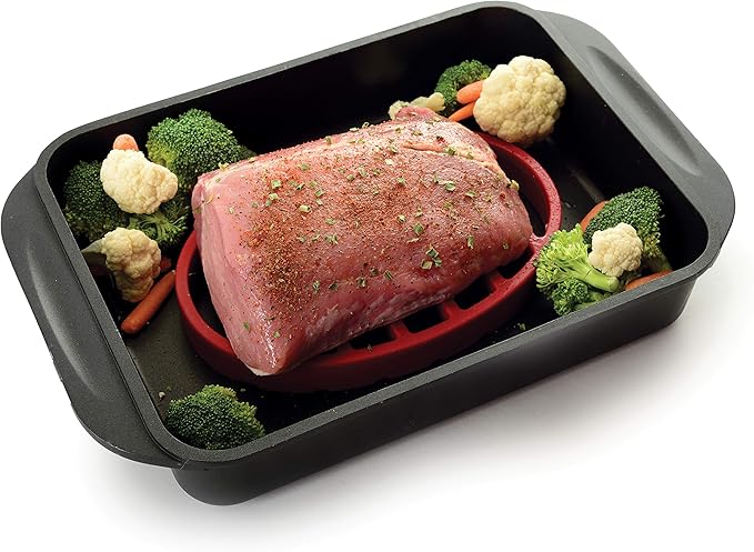 Norpro 405 Oval Silicone Roast Rack, Red 9x6