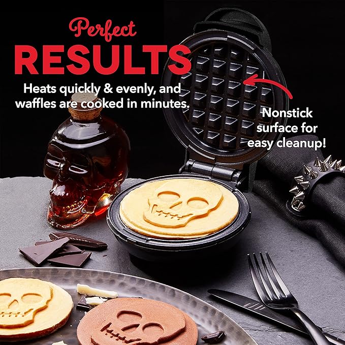 Dash Mini Waffle Maker (2 Pack) for Individual Waffles Hash Browns, Keto Chaffles with Easy to Clean, Non-Stick Surfaces, 4 Inch, Halloween, Black and Orange