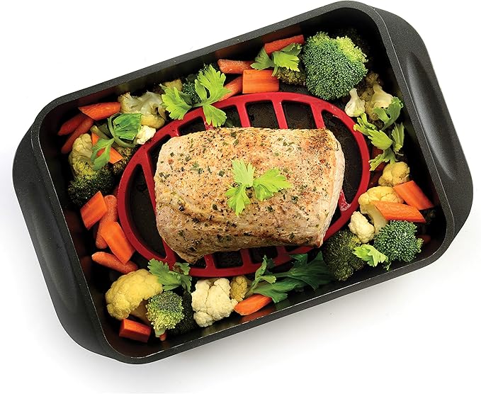 Norpro 405 Oval Silicone Roast Rack, Red 9x6