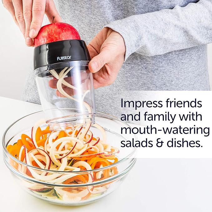 Fullstar Vegetable Spiralizer and Slicer - Zucchini Spiralizer Noodle Maker with Sharp Stainless Steel Blades, Spiralizer for Veggie Noodles, Cucumber Veggie Vegetable Zoodler, Kitchen Gadget (4 in 1)