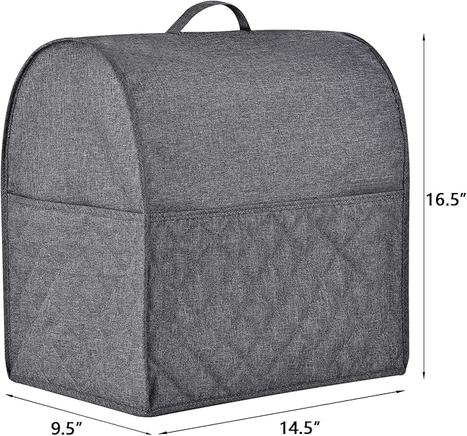 Stand Mixer Dust-proof Cover for KitchenAid Mixer，Multi Pockets for Various Kitchen Appliance Accessories，Water-resistant，Easy Cleaning (Grey, Fit for Bowl Lift 5-8 Quart)