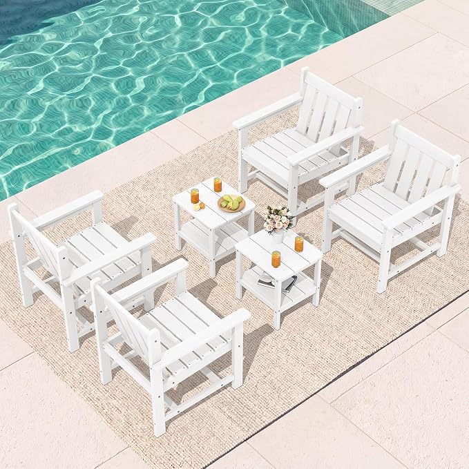 SEWRWALL Patio Furniture Set, HDPE Material All Weather Use Adirondack Chair Set by SERWALL