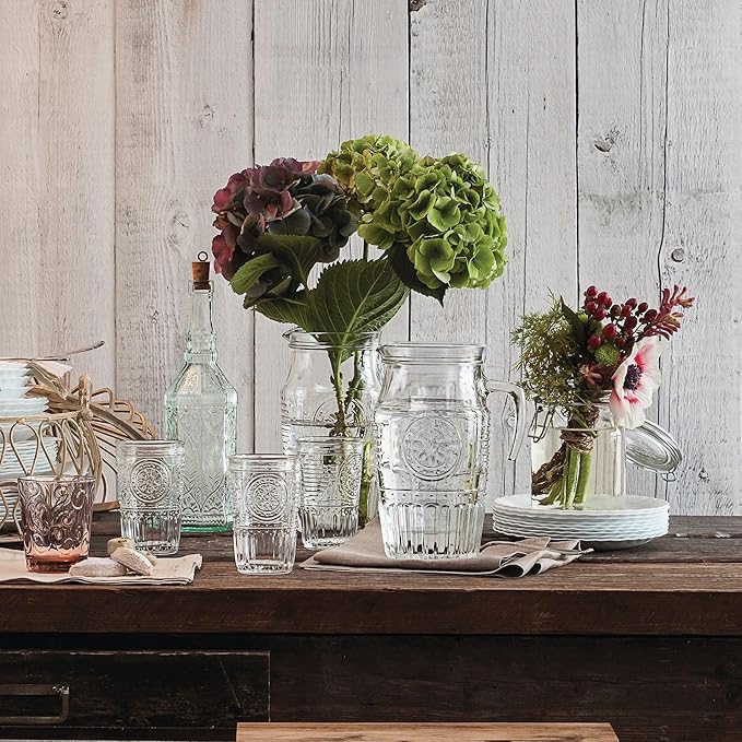 Bormioli Rocco Romantic Set Of 6 Tumbler Glasses, 11.5 Oz. Clear Crystal Glass, Made In Italy.