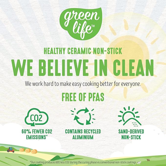 GreenLife Artisan Healthy Ceramic Nonstick, 5QT Saute Pan Jumbo Cooker with Helper Handle and Lid, Stainless Steel Handle, Induction, PFAS-Free, Dishwasher Safe, Oven Safe, Pink