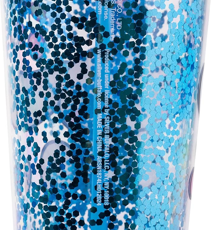 Silver Buffalo Sanrio Hello Kitty and Friends Cinnamoroll Hearts and Cherries Plastic Confetti Cold Cup with Lid and Straw, 32 Ounces