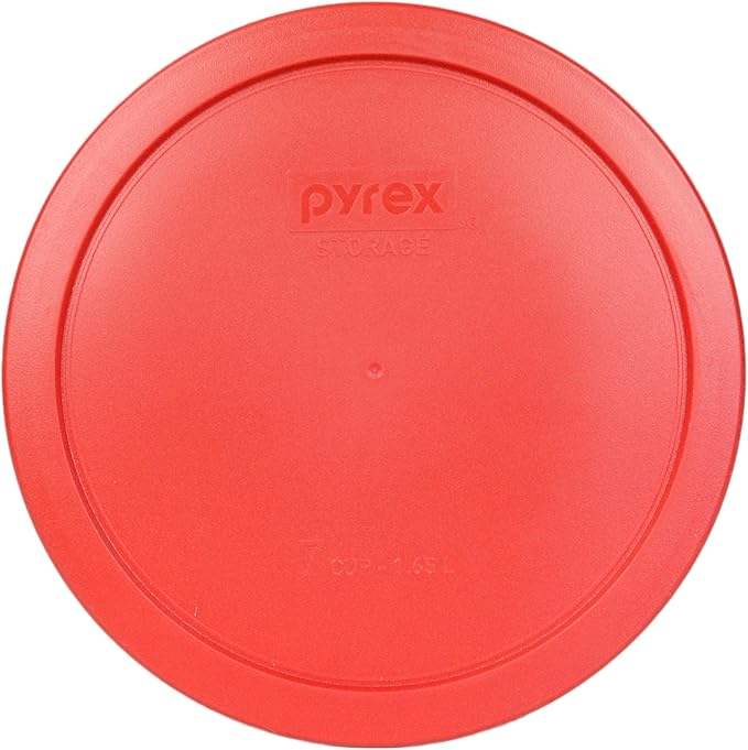Pyrex 7402-PC Red Round Storage Replacement Lid Cover fits 6 & 7 Cup 7" Dia. Round (6-Pack)