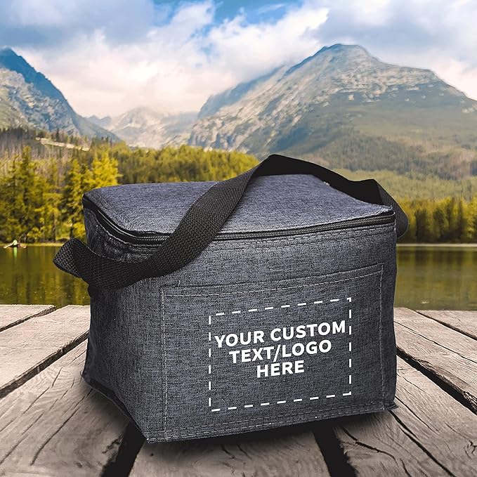 Custom Insulated Cooler Lunch Bag Set of 100, Personalized Bulk Pack - Perfect for Work, Travel, Outdoor Events - Black