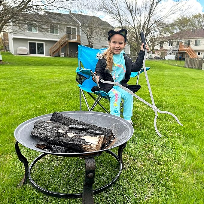 40" Fire Tongs Firewood Grabbers and Fire Poker Set, Stainless Steel Large Log Grabbers for Outdoor Fireset Fire Pit Bonfire Campfire Backyard Deck Indoor Fireplace Tools Set