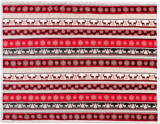 PAVILIA Premium Christmas Sherpa Throw Blanket | Christmas Decoration Reindeers, Fleece, Plush, Warm, Cozy Reversible Microfiber Holiday Blanket 60x80