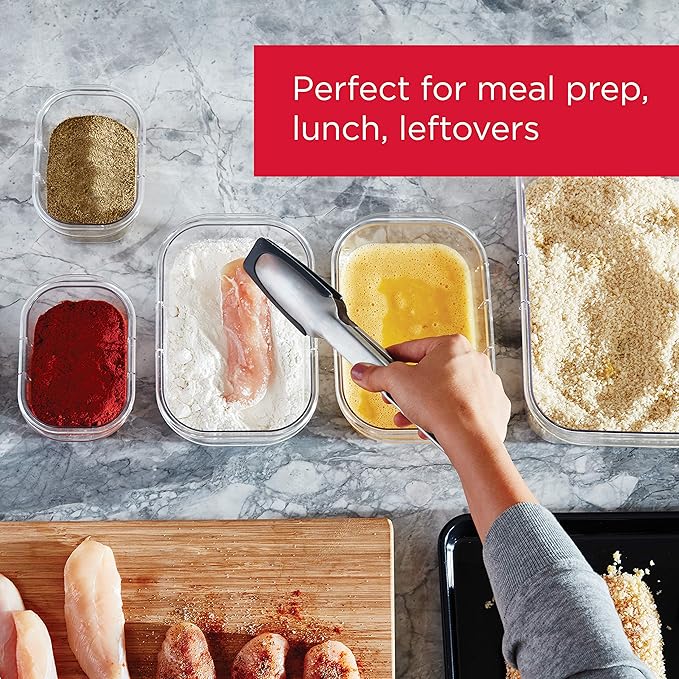 Rubbermaid Brilliance BPA Free Food Storage Containers Bundle with Lids, Set of 2 (9.6 Cup) and Set of 5 (1.3 Cup)
