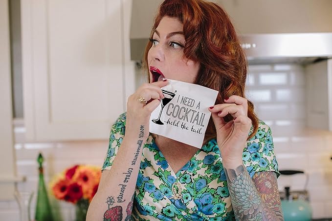 Twisted Wares - Funny Cocktail Napkins - I NEED A COCKTAIL, HOLD THE TAIL - Boutique Cocktail Napkins - Perfect for any Celebrations 5"X5" (50 Pack)