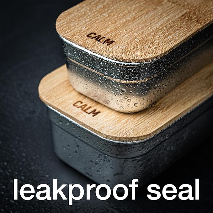 Stainless Steel Food Containers with Bamboo Cutting Board Lids | Set of 3 Reusable Meal Prep Boxes | Airtight Leak-Resistant | Dishwasher Safe | BPA-Free | 2, 4, 6 Cup Sizes