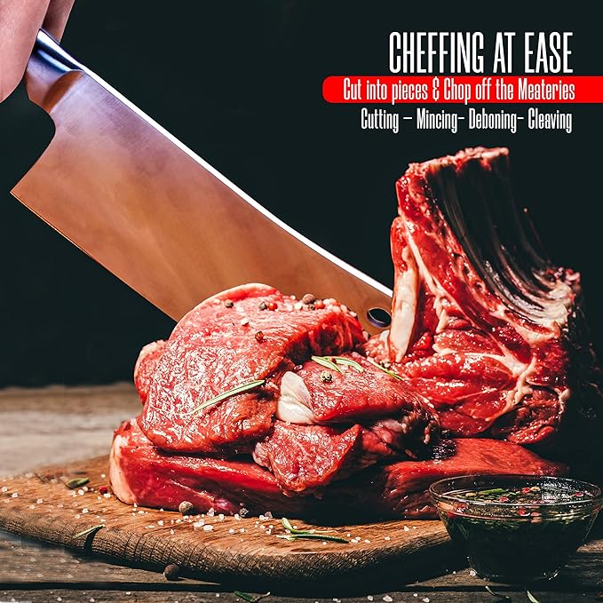 Utopia Kitchen 7 inch Cleaver Knife Stainless Steel Chef Butcher Knives for Meat, Vegetable Multipurpose Kitchen Chef Knife Chopping Bone