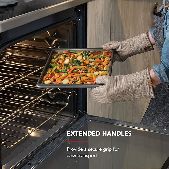 KitchenAid 13x18in Nonstick Aluminized Steel Baking Sheet, Contour Silver