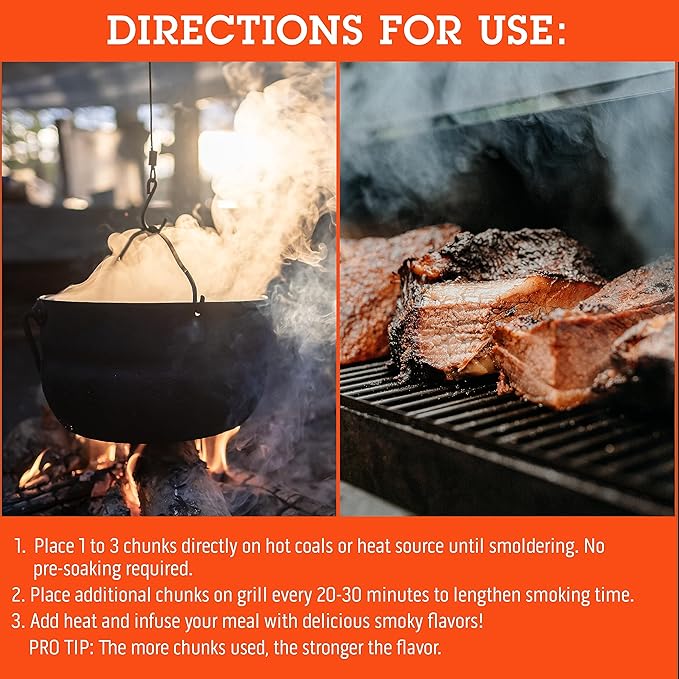 Camerons All Natural Oak Wood Chunks for Smoking Meat - 420 Cu. in. Box, Approx 5 Pounds - Kiln Dried Large Cut BBQ Wood Chips for Smoker - Barbecue Chunks Smoker Accessories - Grilling Gifts for Men