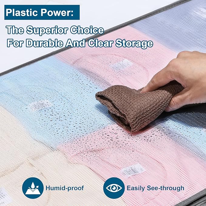 LANDNEOO 2 Pack Under Bed Storage Containers Bins, Humid-Proof Plastic Underbed Storage Bins, Clothes Storage and Organization Bags, Under the Bed Blanket Storage with Handles for Clothes, 35L