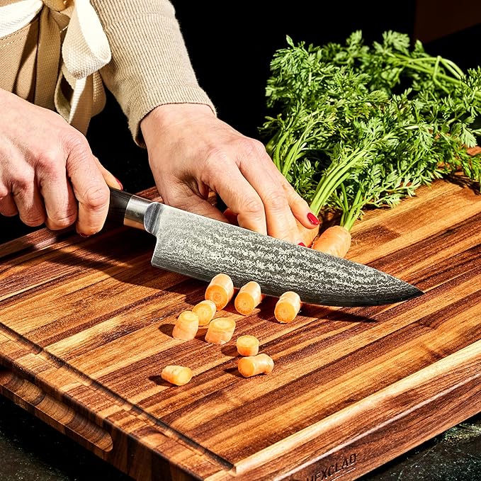 HexClad 6-Piece Espresso Damascus Knife Set, 67-Layer Japanese Damascus Stainless Steel Blades, 60 HRC, Made with the 3-Step Honbazuke Method, Pakkawood Handles, 12-Degree Edge