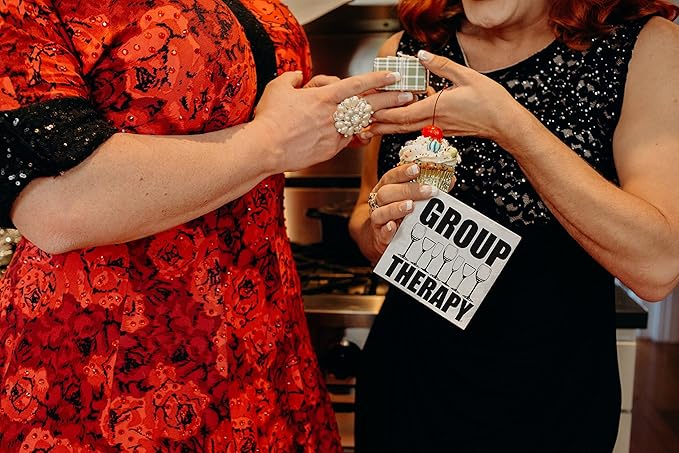 Twisted Wares - Funny Cocktail Napkins - GROUP THERAPY - Boutique Cocktail Napkins - Perfect for any Celebrations 5"X5" (20 Pack)