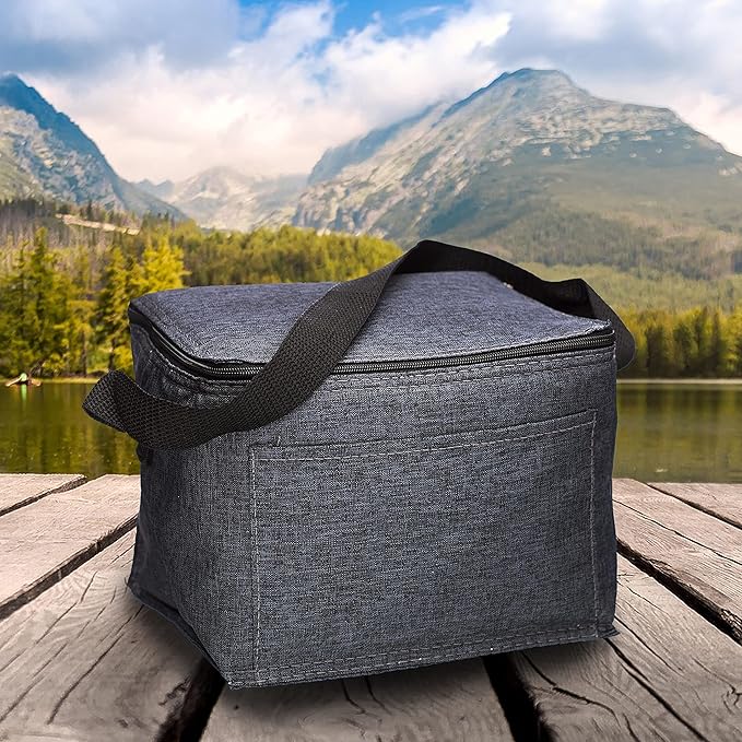 Insulated Cooler Lunch Bag Set of 10, Bulk Pack - Perfect for Work, Travel, Outdoor Events - Black